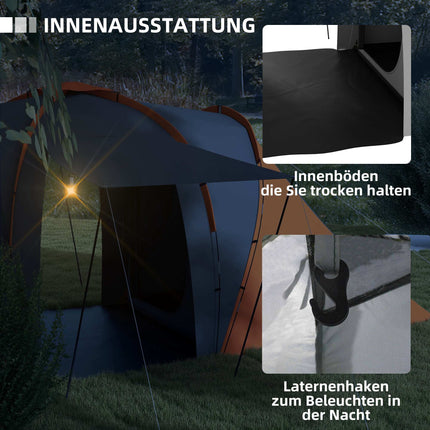 4-6 Personen Tunnelzelt, 2 Schlafkabinen, Wasserdicht 2000mm