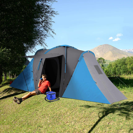 4-6 Person Tunnel Tent, 2 Bedrooms, Waterproof 2000mm