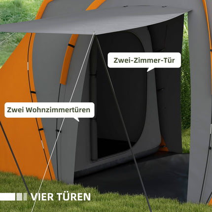 4-6 Personen Tunnelzelt, 2 Schlafkabinen, Wasserdicht 2000mm
