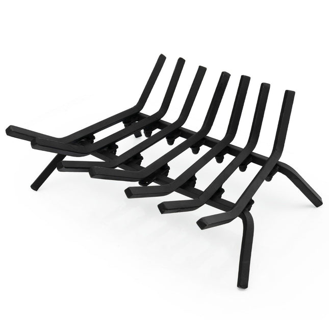 46 cm langer Kaminrost robuster Brennholzhalter aus Schmiedeeisen mit dicken Eisenstäben 46 x 38 x 20 cm schwarz