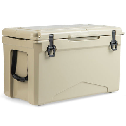 47L Insulated Box with Bottle Opener & Handle Portable Cool Box Heat Container for Camping Kahki