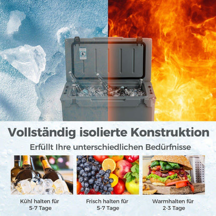47L Isolierbox Kühlbox tragbarer Wärmebehälter mit Flaschenöffner und Ablaufsystem 69 x 37 x 42 cm grau