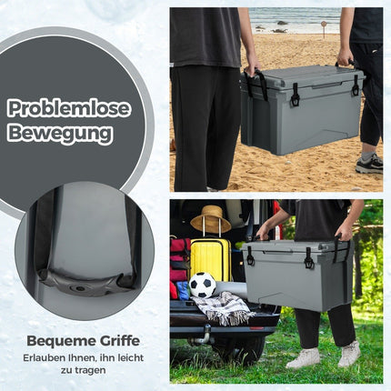 47L Isolierbox Kühlbox tragbarer Wärmebehälter mit Flaschenöffner und Ablaufsystem 69 x 37 x 42 cm grau