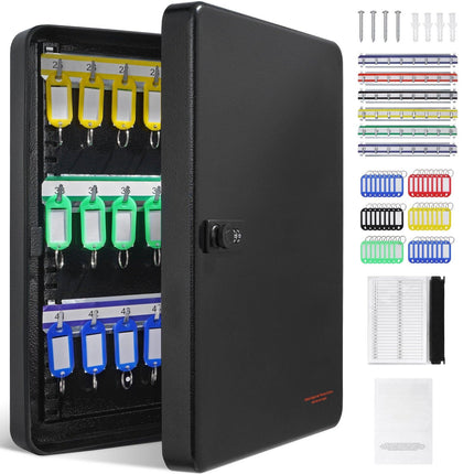 48-Key Steel Key Cabinet With Combination Lock, Wall Mount