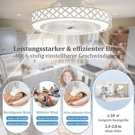48cm Ceiling Fan with Light & Remote, Reversible, Quiet DC Motor