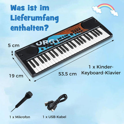49-Key Kids Electric Keyboard with Mic, 8 Rhythms