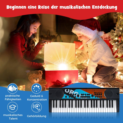 49-Key Kids Electric Keyboard with Mic, 8 Rhythms