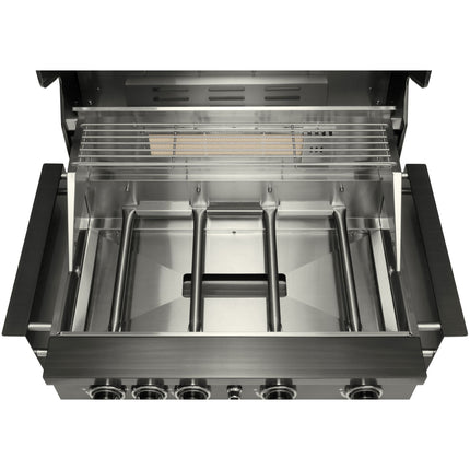 Gasgrill mit 4 Brennern und Infrarot-Drehspieß zum Einbau