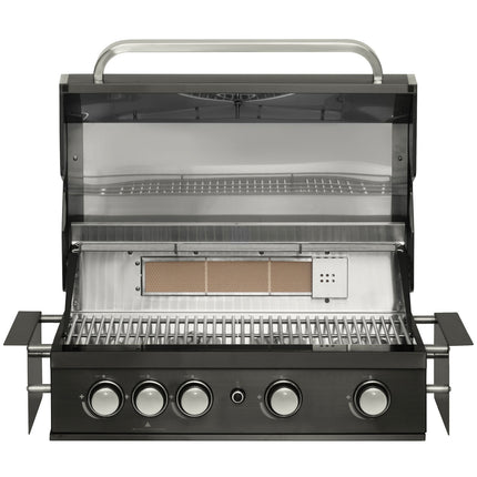 Gasgrill mit 4 Brennern und Infrarot-Drehspieß zum Einbau