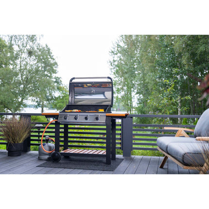 Gasgrill aus Gusseisen mit 4 Brennern, 77x41 cm Grillfläche