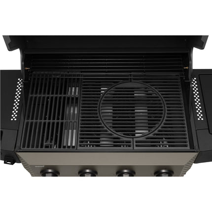 4-Flammen-Gasgrill mit Seitenbrenner, 72x42 cm Grillfläche