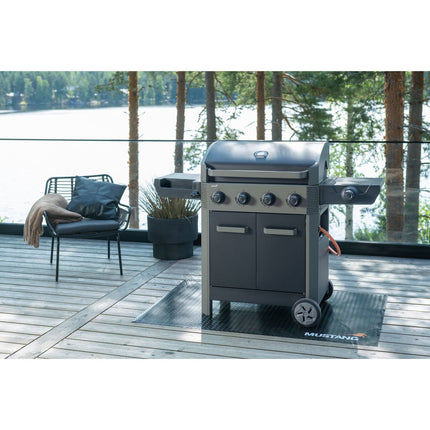 4-Flammen-Gasgrill mit Seitenbrenner, 72x42 cm Grillfläche