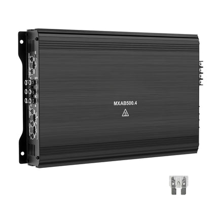 4-Channel Car Audio Amplifier – Class AB, Bridgeable, 4x500W Max