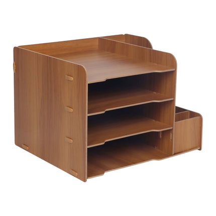 4-Compartment MDF Desk Organiser Tray, Dark Brown