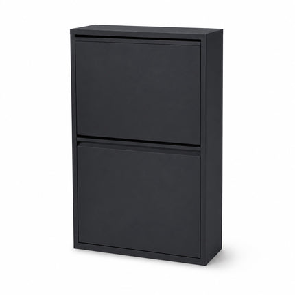 4-Compartment Waste Bin, 4x18L, Black Steel