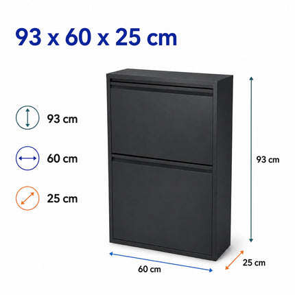 4-Compartment Waste Bin, 4x18L, Black Steel