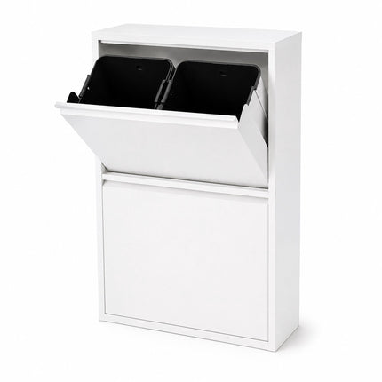 4-Compartment Waste Bin, 4x18L, White, Tilt System