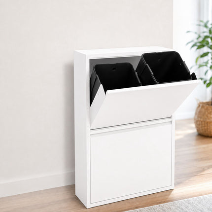 4-Compartment Waste Bin, 4x18L, White, Tilt System