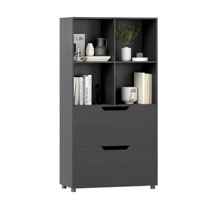 4-Cube Bookshelf with 2 Drawers, Black, 130 cm