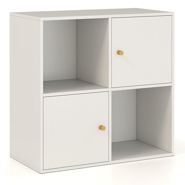 4-Würfel-Bücherregal mit Sicherheitssatz & 2 Türen, Weiß