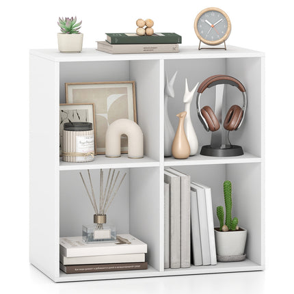 4-Cube White Wooden Bookshelf with Anti-Tipping Kit