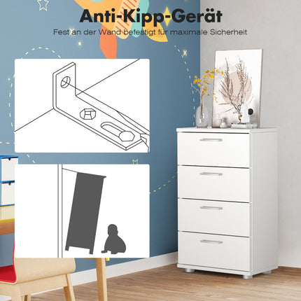 Kommode mit 4 Schubladen, Holz, 50 x 29 x 82 cm