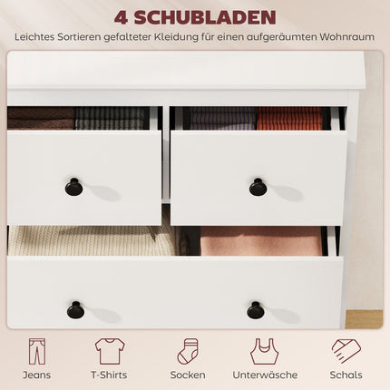 4-Drawer Dresser for Clothes & Linens, White MDF