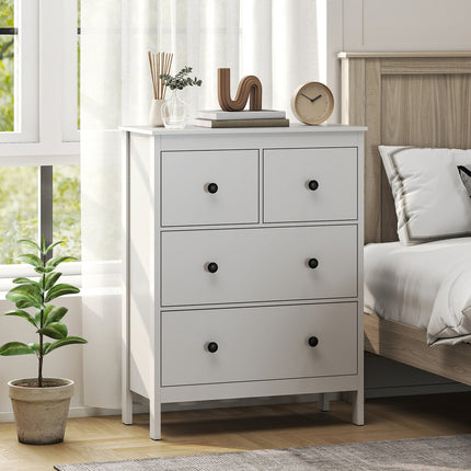 4-Drawer Dresser for Clothes & Linens, White MDF