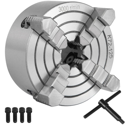 4-Jaw Lathe Chuck, Independent Reversible Jaws, 125mm