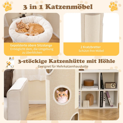 4-Level Cat Tower with 3 Caves & 2 Sisal Scratch Pads