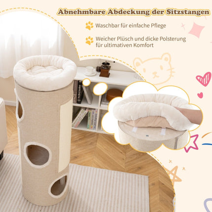 4-Level Cat Tower with 3 Caves & 2 Sisal Scratch Pads