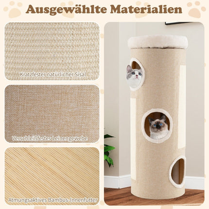 4-Level Cat Tower with 3 Caves & 2 Sisal Scratch Pads
