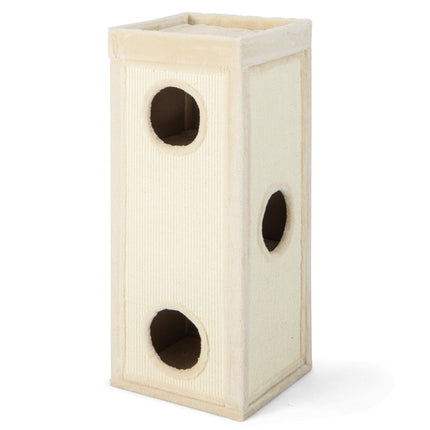 4-Level Cat Tower with 3 Hideouts & Cushions, Natural