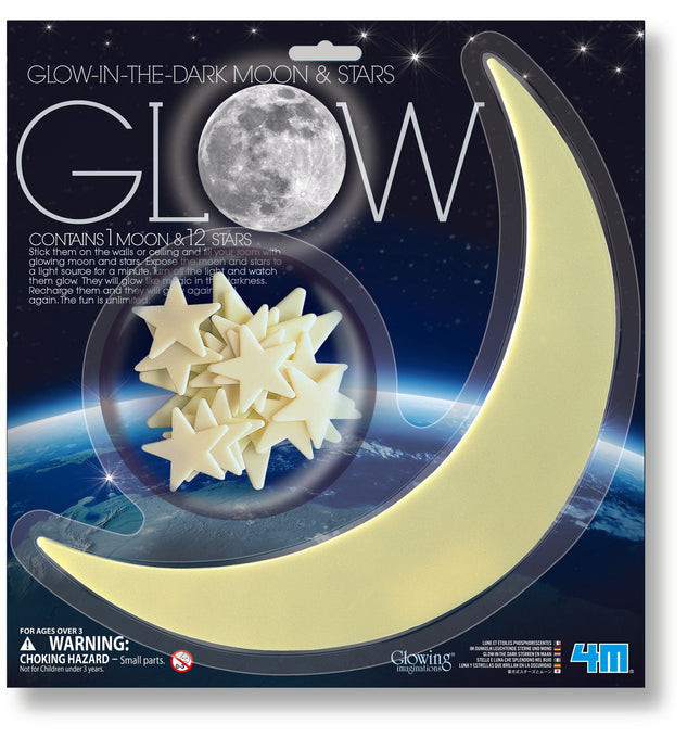 4M Stickers Set Glow-In-The-Dark Moon & 12 Stars
