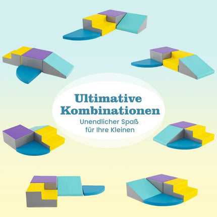4 stuks schuimblokken om mee te rennen en te klimmen, gigantische bouwstenen, blauw + paars