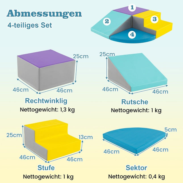 4 tlg. Schaumstoffbausteine zum Toben und Klettern, Riesenbausteine, blau + lila