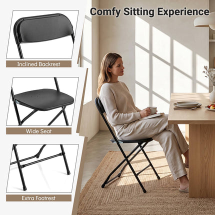 4 Pack Black Folding Chairs with Heavy Duty Metal Frame