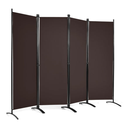 4-Panel 173 cm Privacy Screen with Steel Frame, Brown