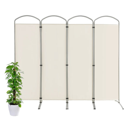 4-Panel Folding Room Divider, White, 221x188 cm