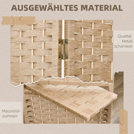4-teiliger Raumteiler mit Ablageflächen, Naturholz