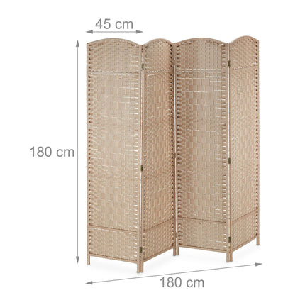 4-teiliger Paravent in Naturfarbe