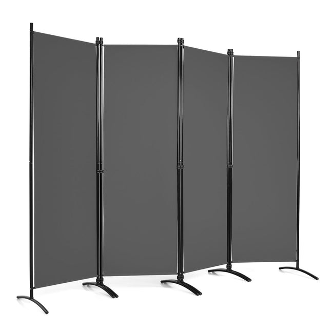 4-teiliger Raumteiler, grau, 173 cm hoch, Stahlrahmen