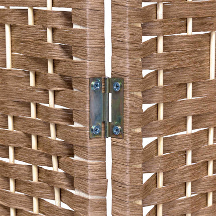 4 Panel Wooden Room Divider, Natural Finish