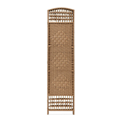 4 Panel Wooden Room Divider, Natural Finish