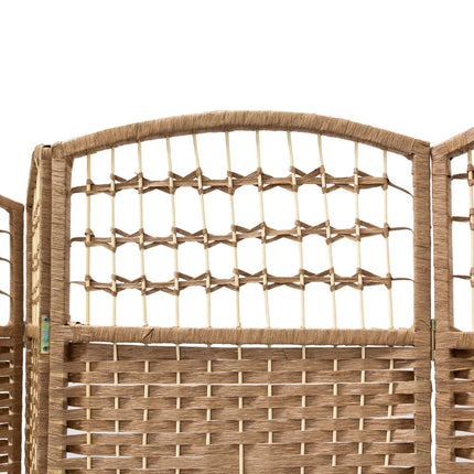 4 Panel Wooden Room Divider, Natural Finish