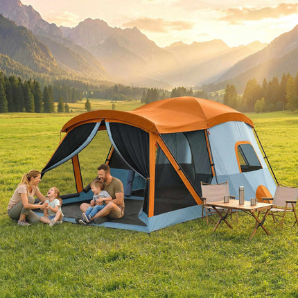 4-Person Family Tunnel Tent with Living Room & Skylights
