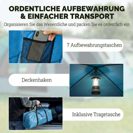Tunnelzelt für 4 Personen mit herausnehmbarer Trennwand