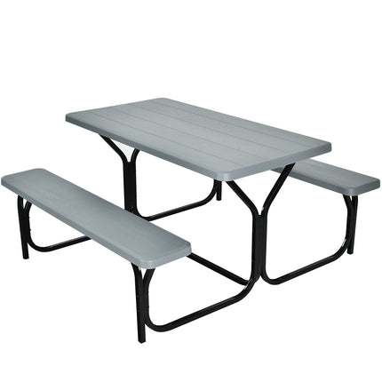 4-Personen-HDPE-Picknicktisch mit Bänken, Grau