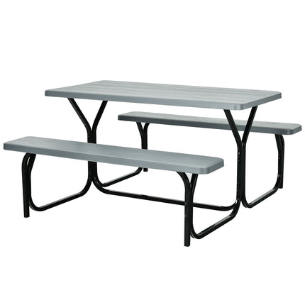 4-Personen-HDPE-Picknicktisch mit Bänken, Grau