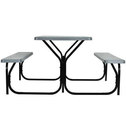4-Personen-HDPE-Picknicktisch mit Bänken, Grau
